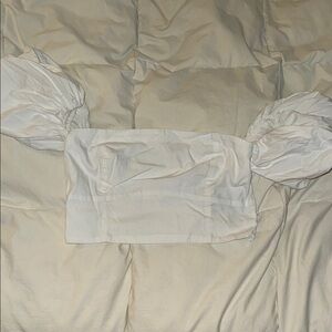 Abercrombie & Fitch White Puff Sleeve Crop Top